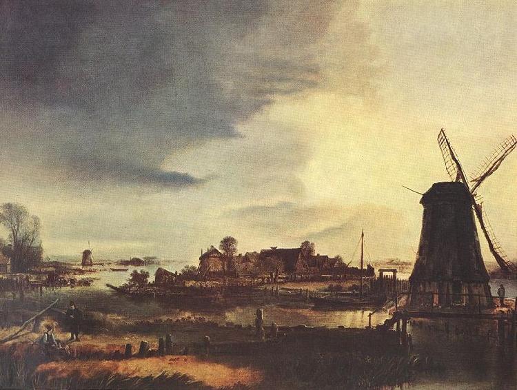 Aert van der Neer Landscape with Windmill China oil painting art